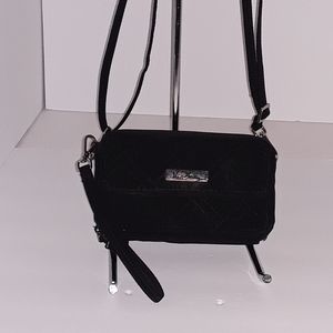 Vera Bradley All In One Black Microfiber Crossbody - EUC